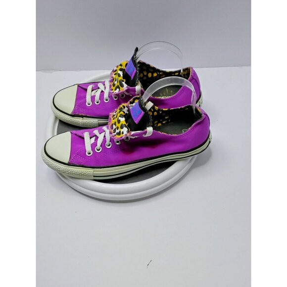 Converse Chuck Taylor All Star Purple Sneakers With Leopard Print Accents Womens - Picture 7 of 7